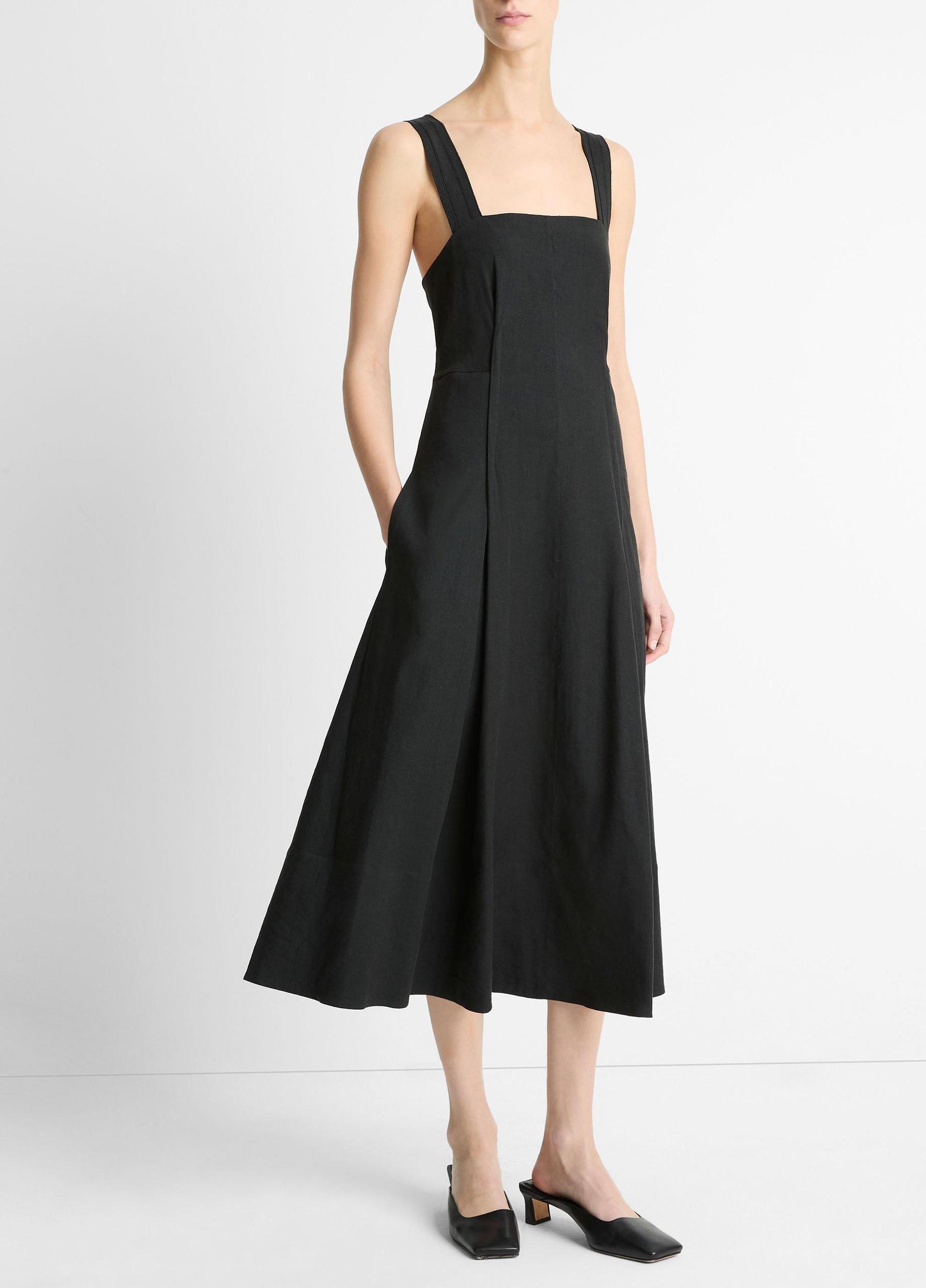 Linen-Blend Square-Neck Dress Product Image