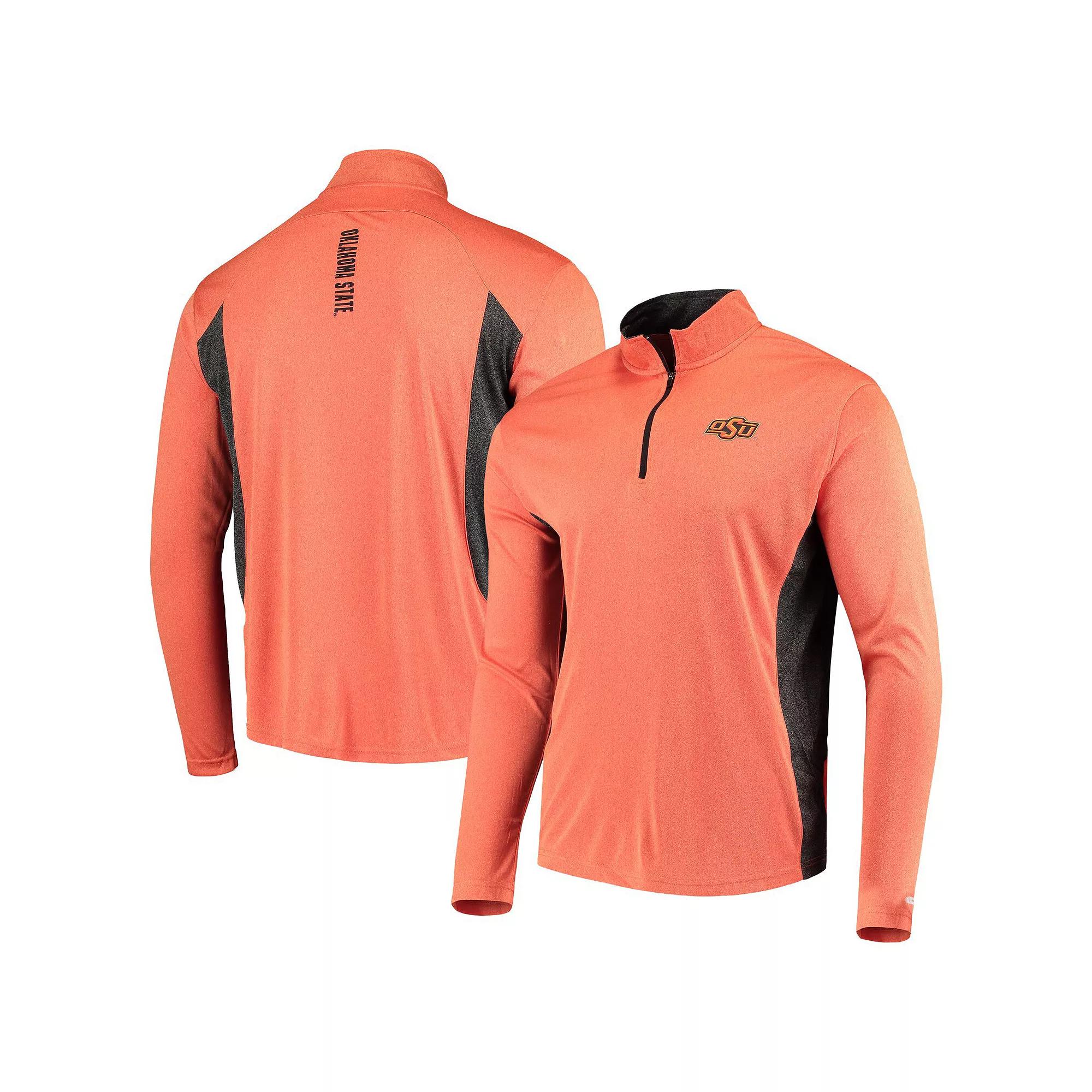 Men's Colosseum Heathered Orange/Black Oklahoma State Cowboys Audible Quarter-Zip Pullover Windshirt Jacket, Size: Large Product Image