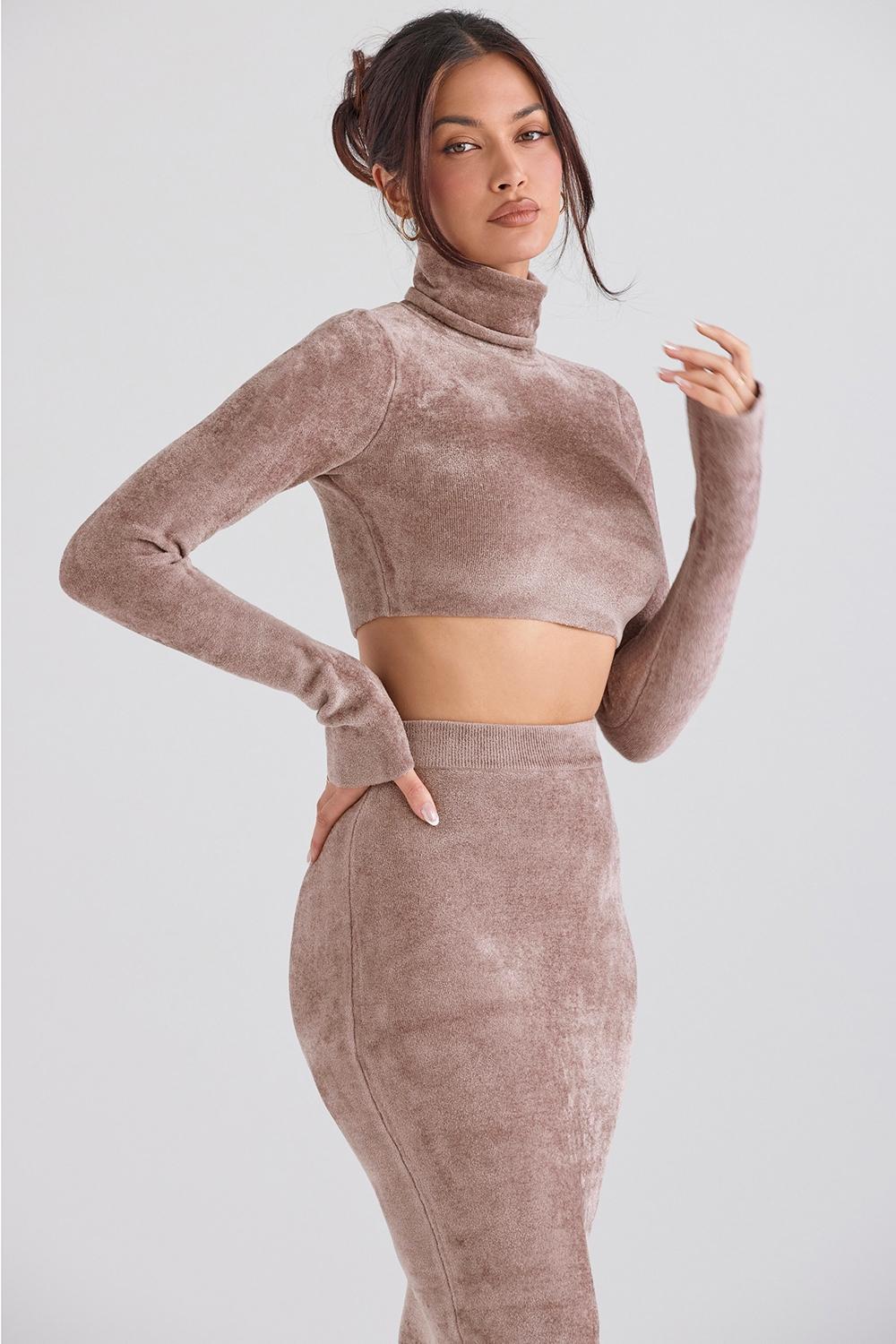 Suri  rose chenille cropped top - sale Product Image