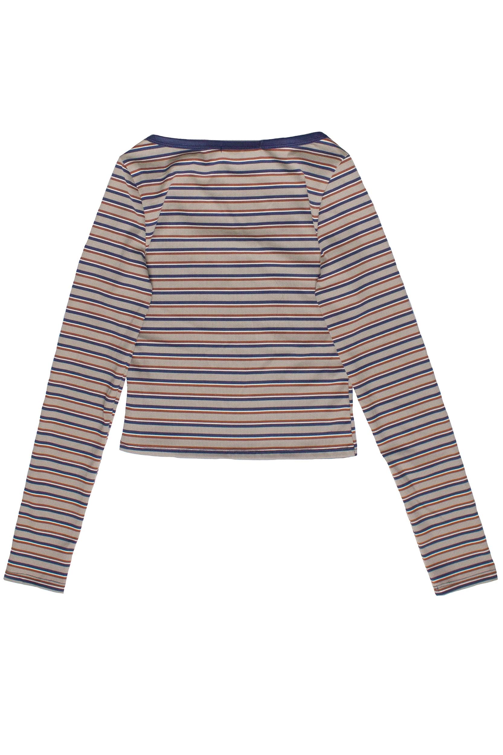 Striped Scoop Neck Long Sleeve Top Product Image