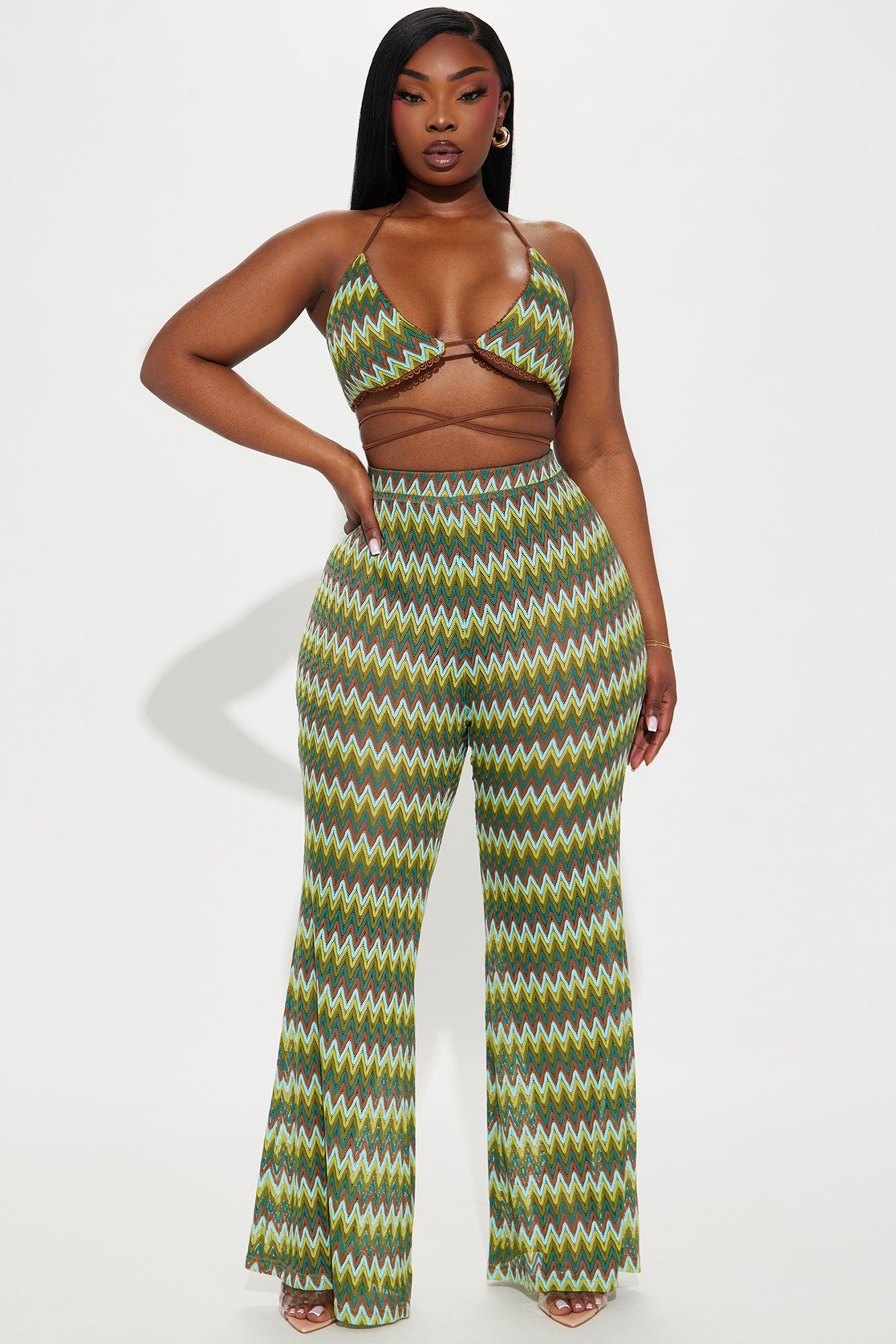 Vacation Addict Crochet Pant Set - Green/combo Product Image