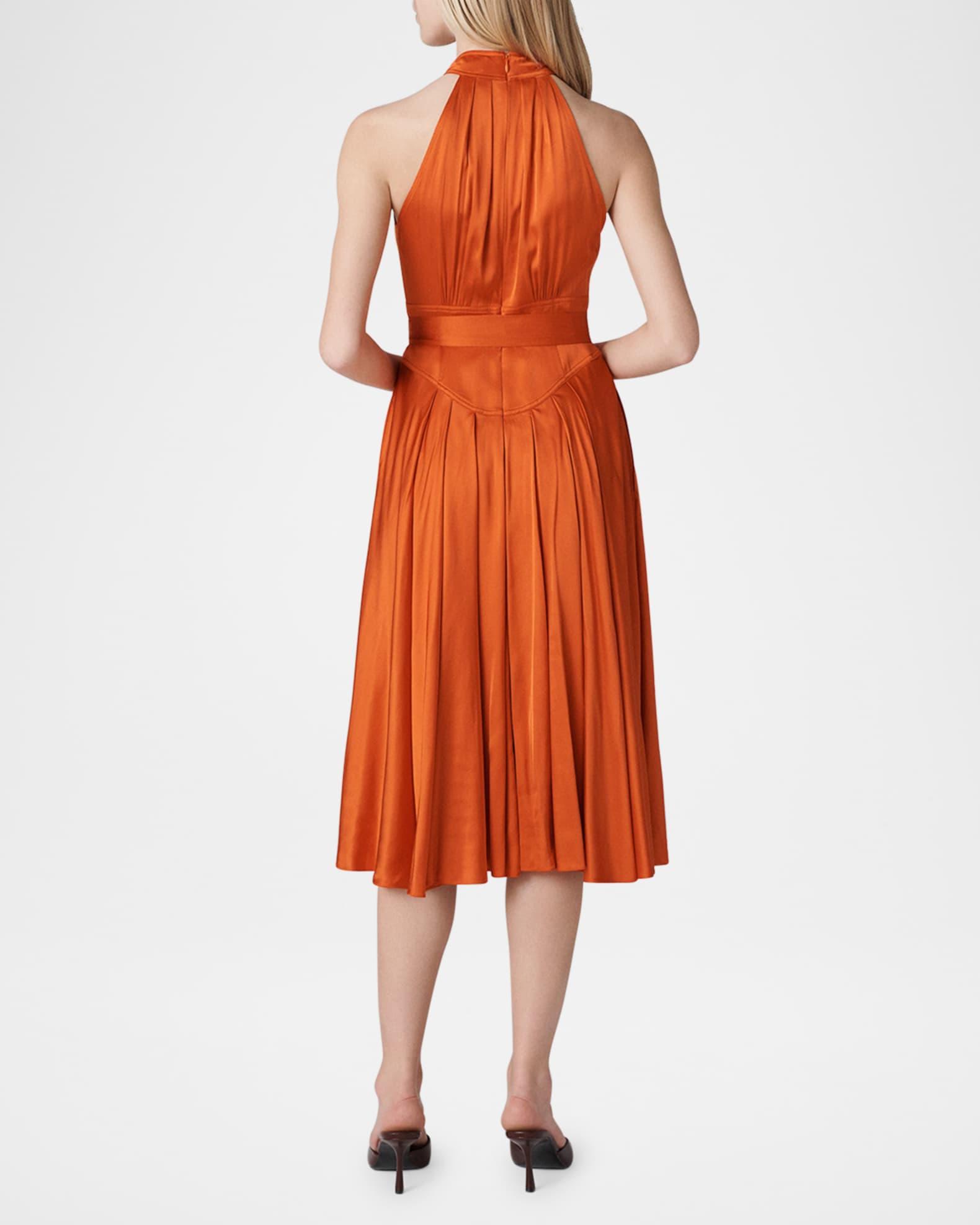 Nicola Pleated Halter Midi Dress Product Image