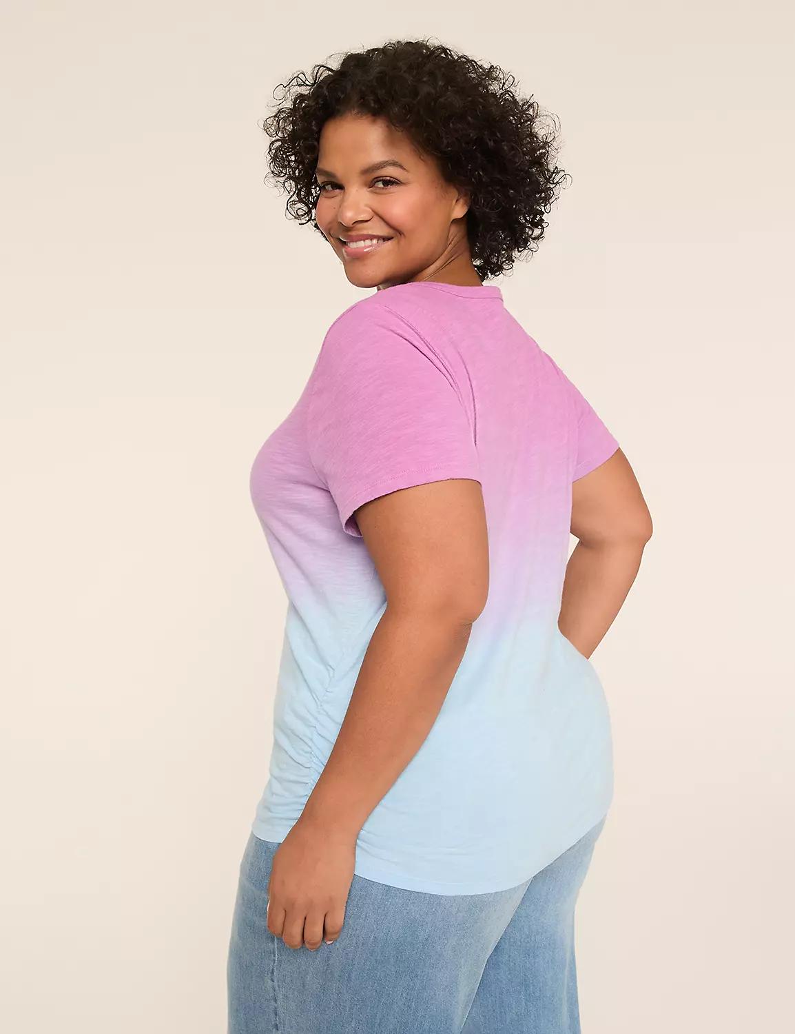 Short-Sleeve V-Neck Side-Ruched Tee Product Image