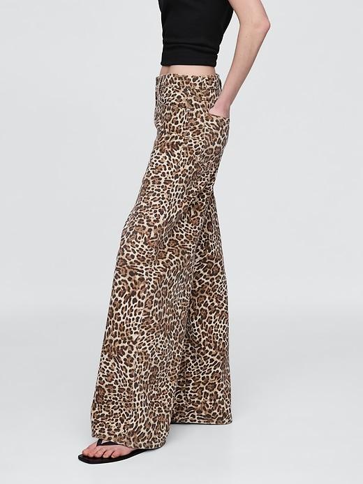 Mid Rise UltraSoft Leopard Baggy Jeans Product Image