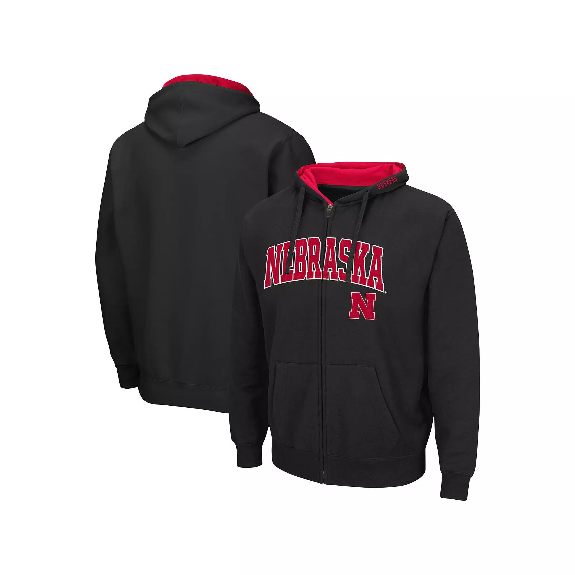 Men's Colosseum Black Wisconsin Badgers Arch & Logo 3.0 Full-Zip Hoodie, Size: Small Product Image