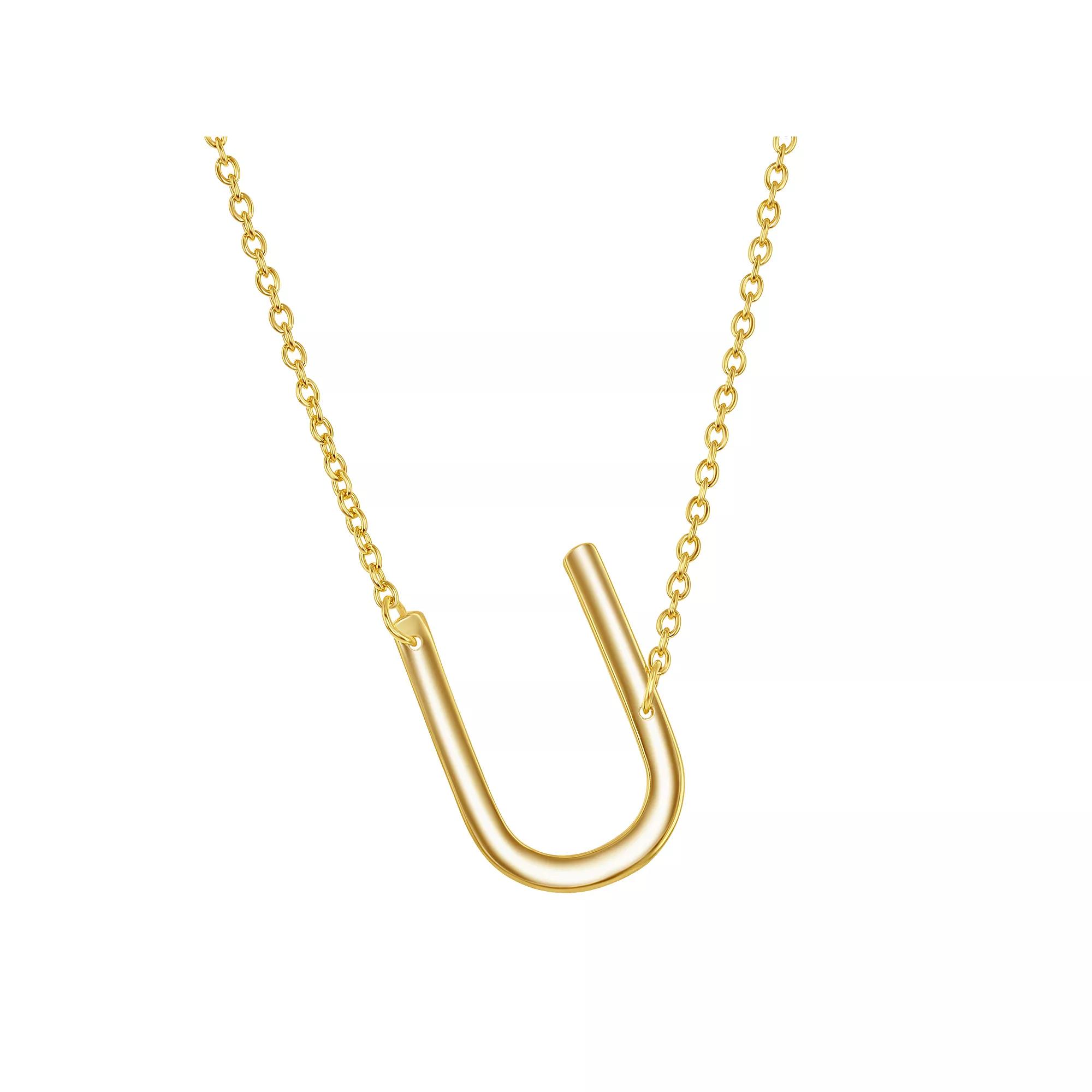 Sterling Silver Sideways Initial Necklace, Women's, Size: 16-18" ADJ, Gold Tone Z Product Image