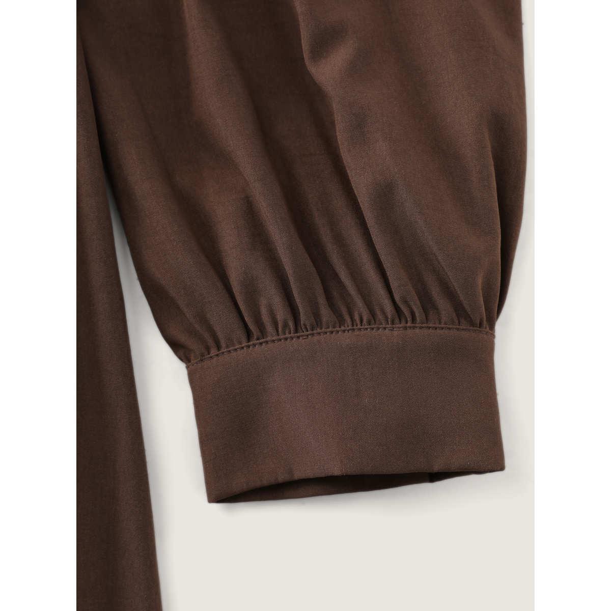 Plus Size Round Neck Cut Out Solid Midi Dress Browncoffeecolor Women Office Round Neck Extra Long Sleeve Curvy BloomChic 30/6X Product Image