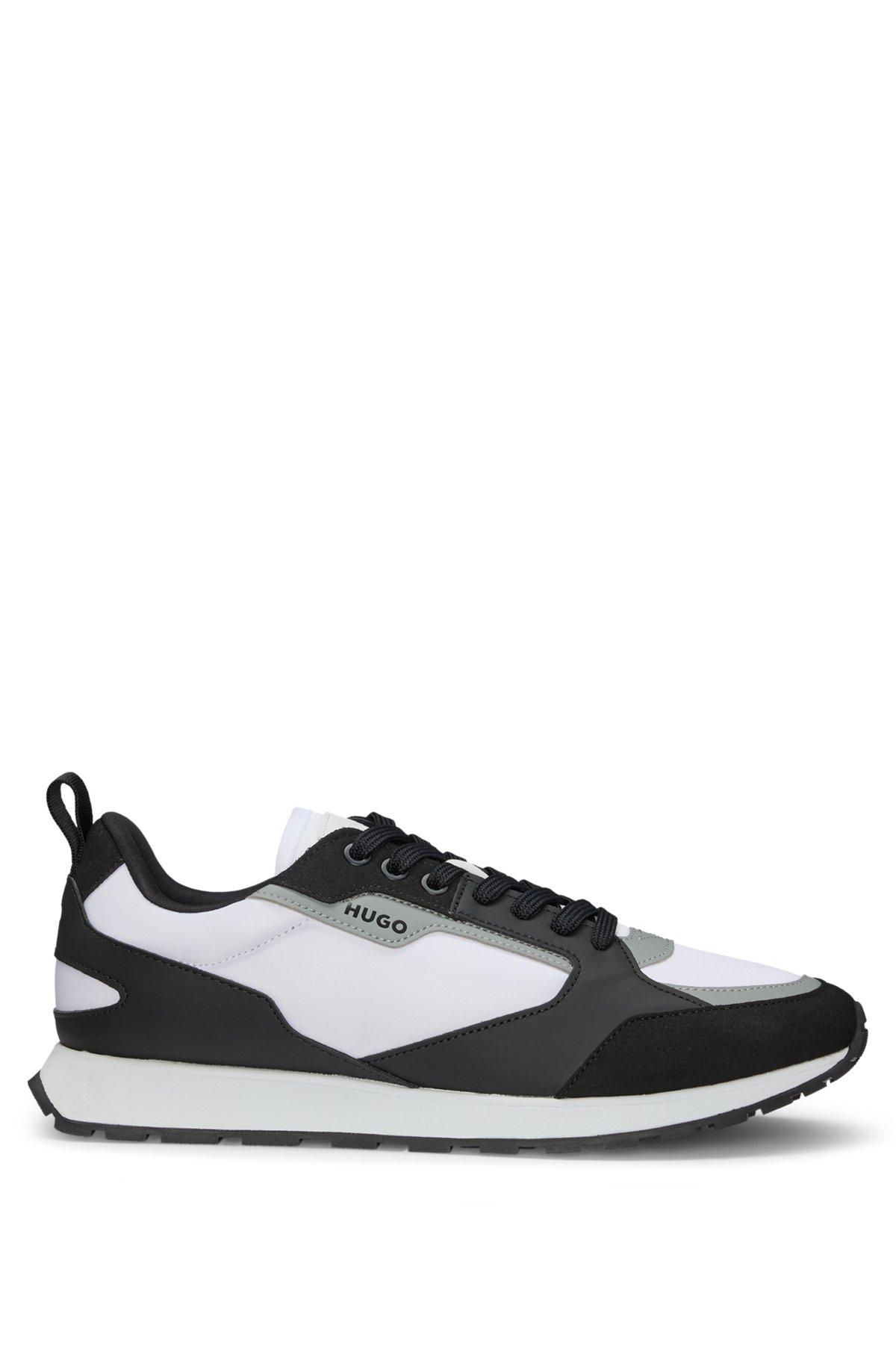 HUGO - Mixed-material trainers with branded accents - Dark Grey Product Image