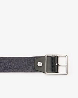 Men's Double Buckle Reversible Satin And Grained Leather Belt Product Image