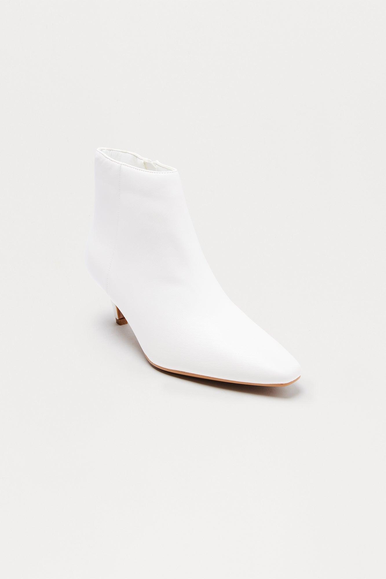 Raj Kitten Heel Booties - White Female Product Image
