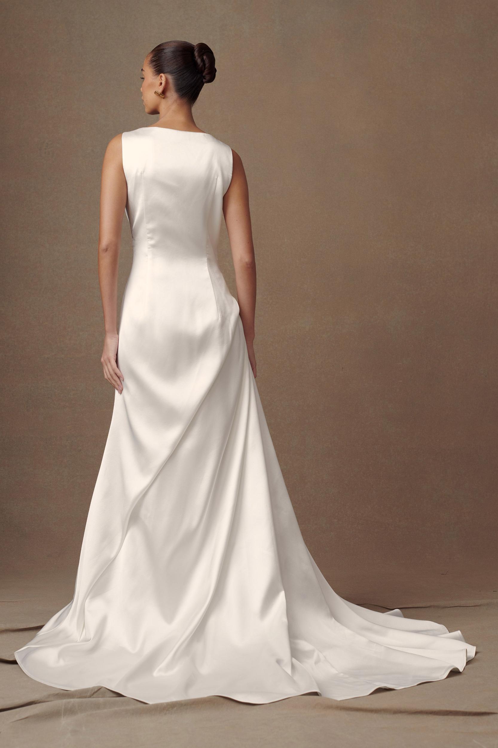 Fontanne Satin Wedding Gown - White Product Image