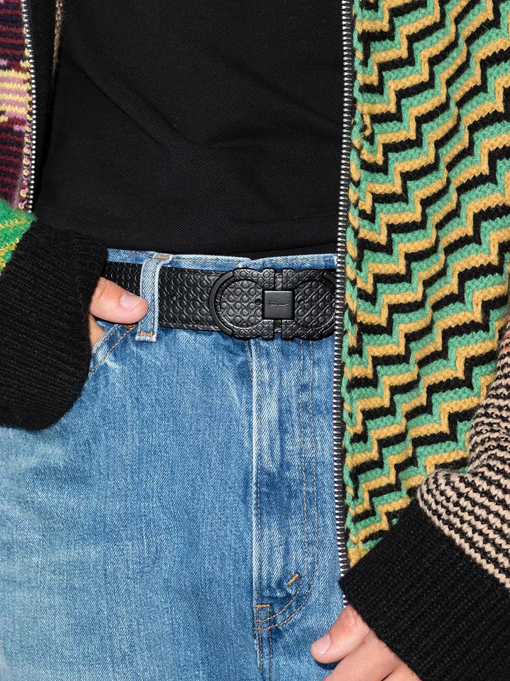 Gancini embossed leather belt Product Image