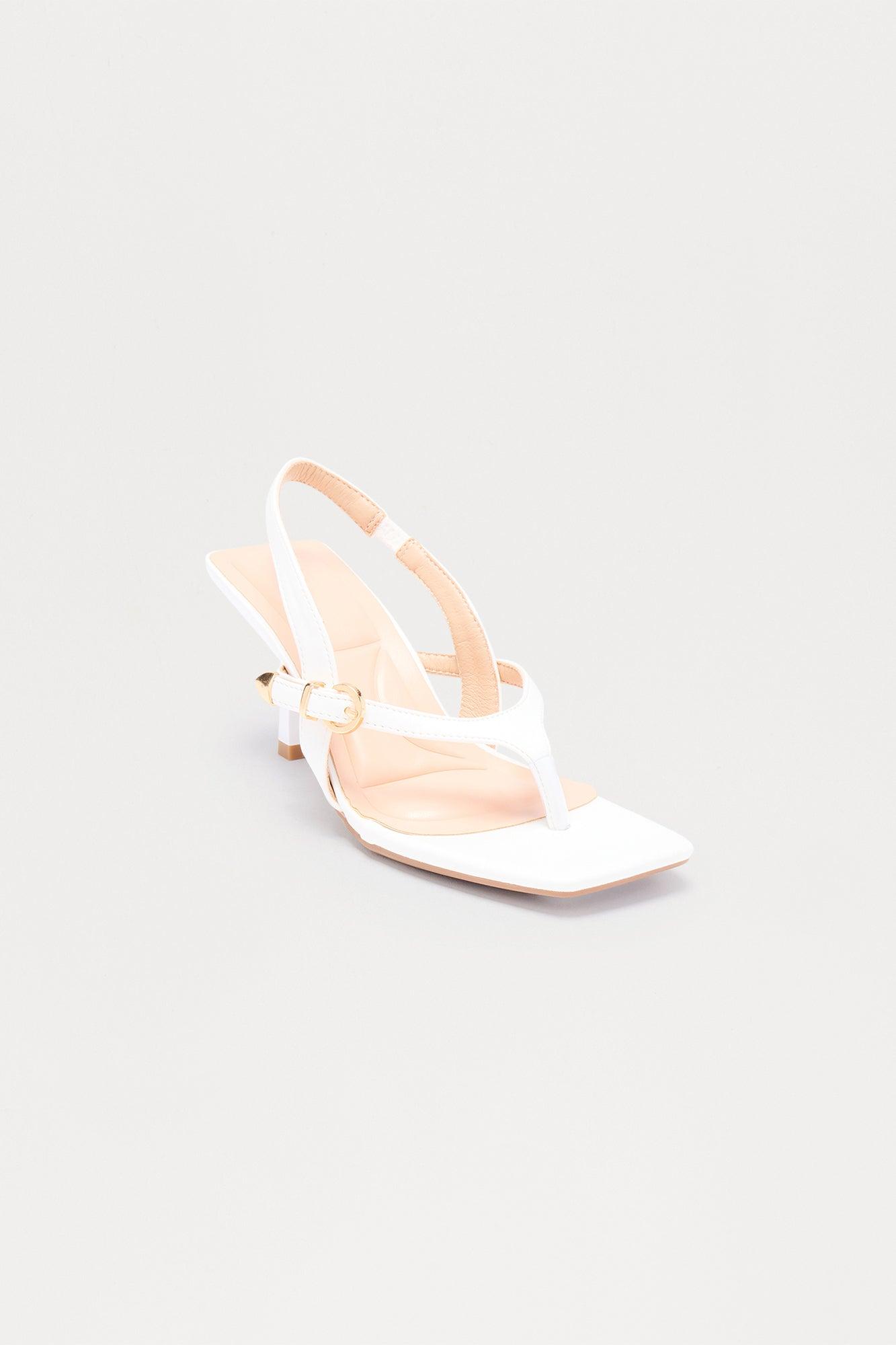 Kyler Buckle Slingback Heels - White Female Product Image