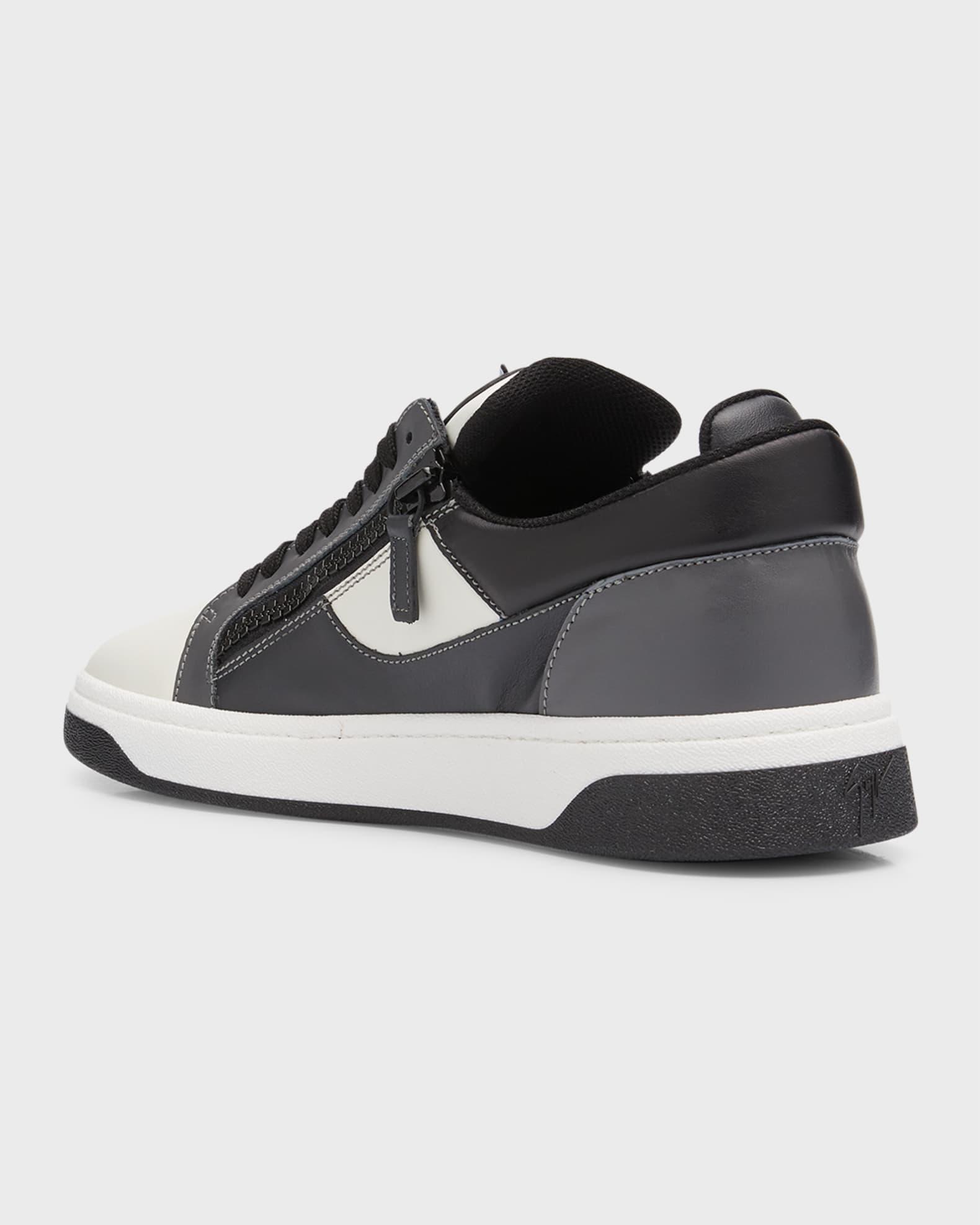 Men's Leather Low-Top Zip Sneakers Product Image
