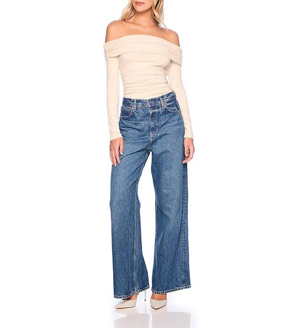 Susana Monaco Off The Shoulder Neck Long Sleeve Gathered Top Product Image