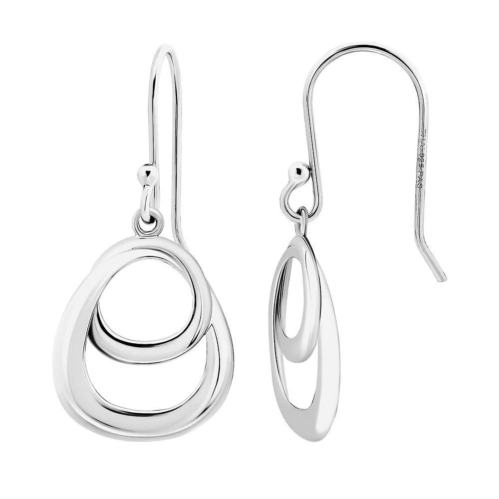 Aleure Precioso Double Interlocking Teardrop Design Drop Fishhook Earrings, Women's, Sterling Product Image