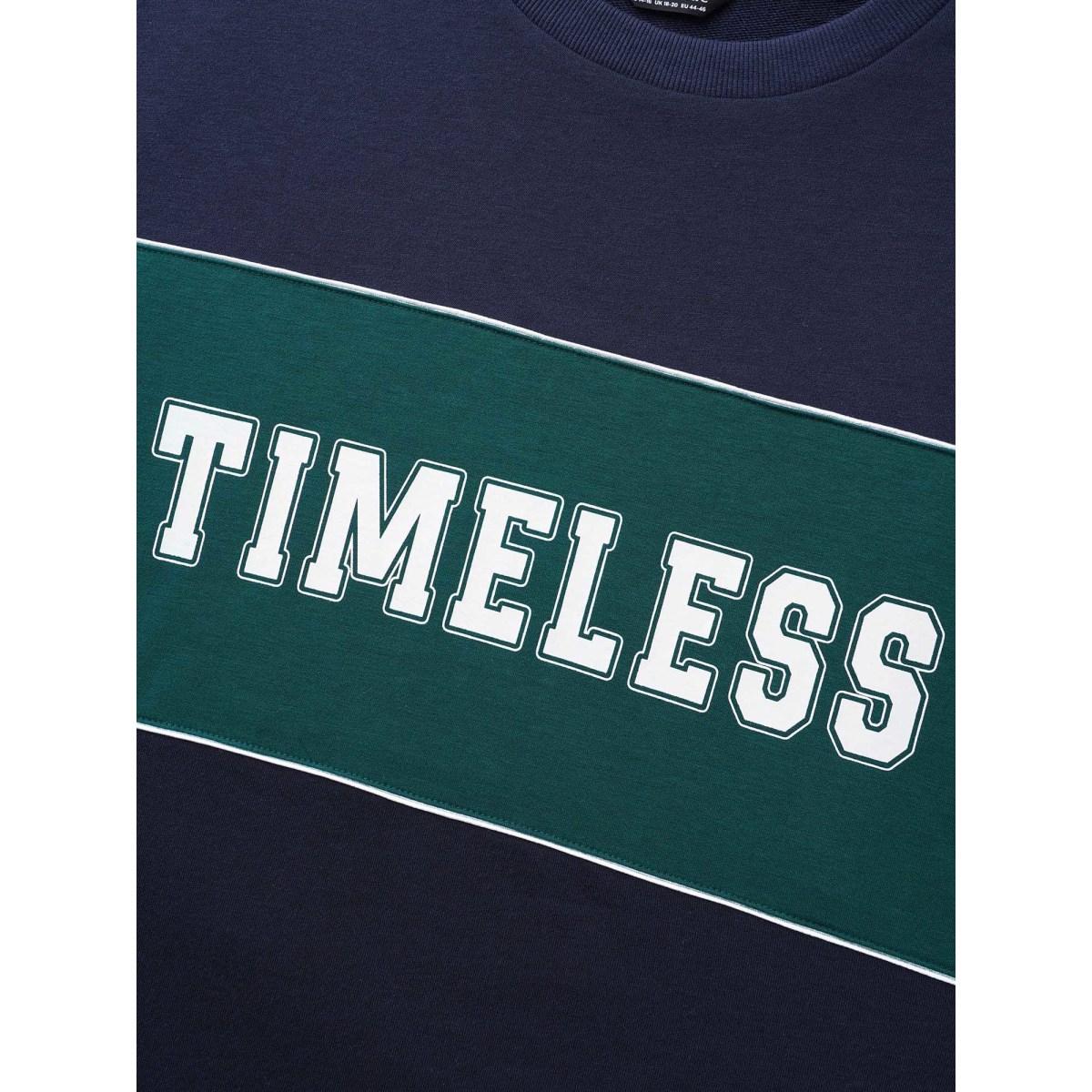 Plus Size Crew Neck Letter Print Contrast Sweatshirt Women Navy Casual Contrast Round Neck Everyday Sweatshirts BloomChic 18-20/2X Product Image