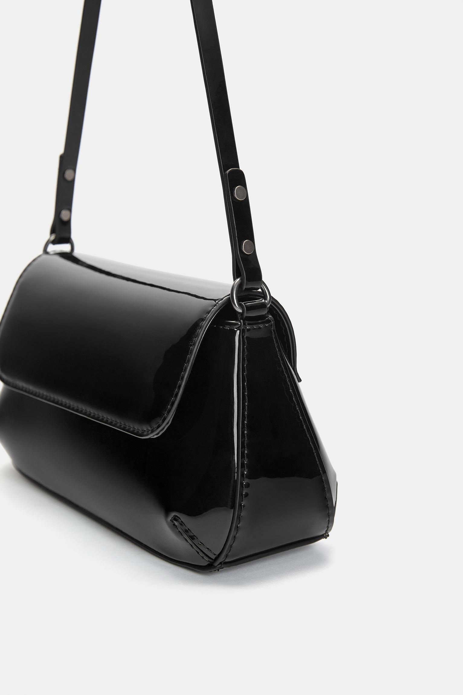 Faux patent finish shoulder bag Product Image