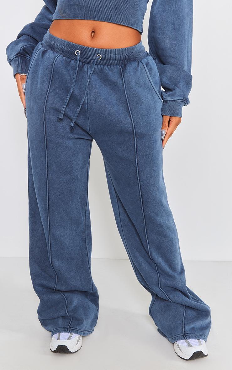 Shape Blue Sweat Seam Detail Wide Leg Sweatpants Product Image
