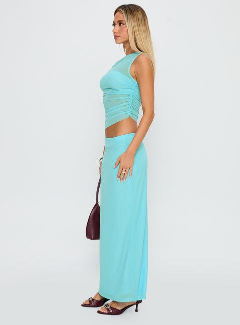 Aristocrat One Shoulder Mesh Set Blue Product Image