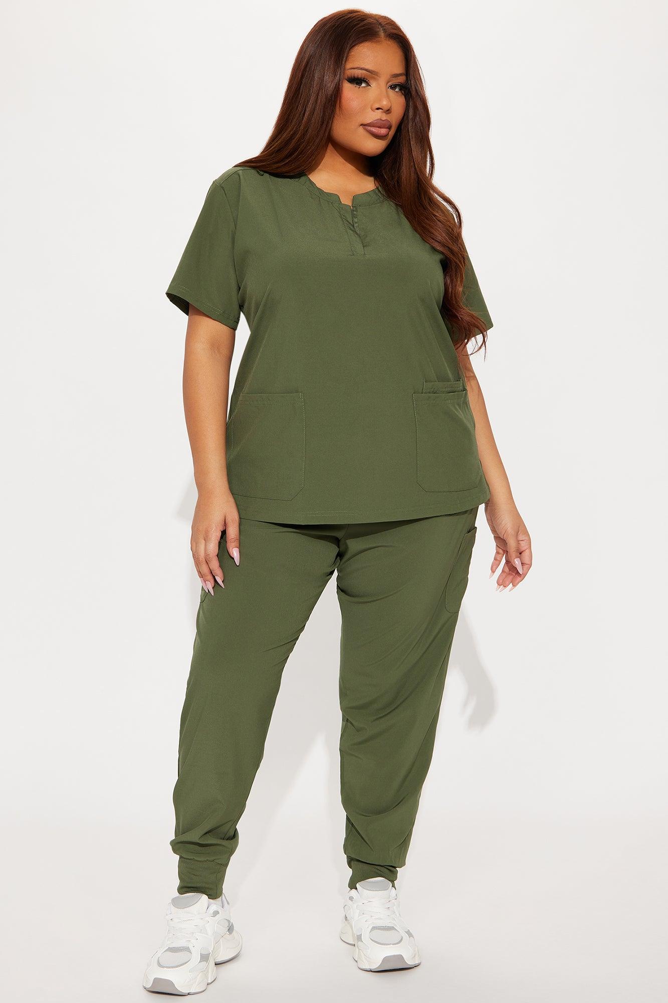 Daily Clock In 4 Way Stretch Uniform Scrub Jogger Set - Olive Female Product Image