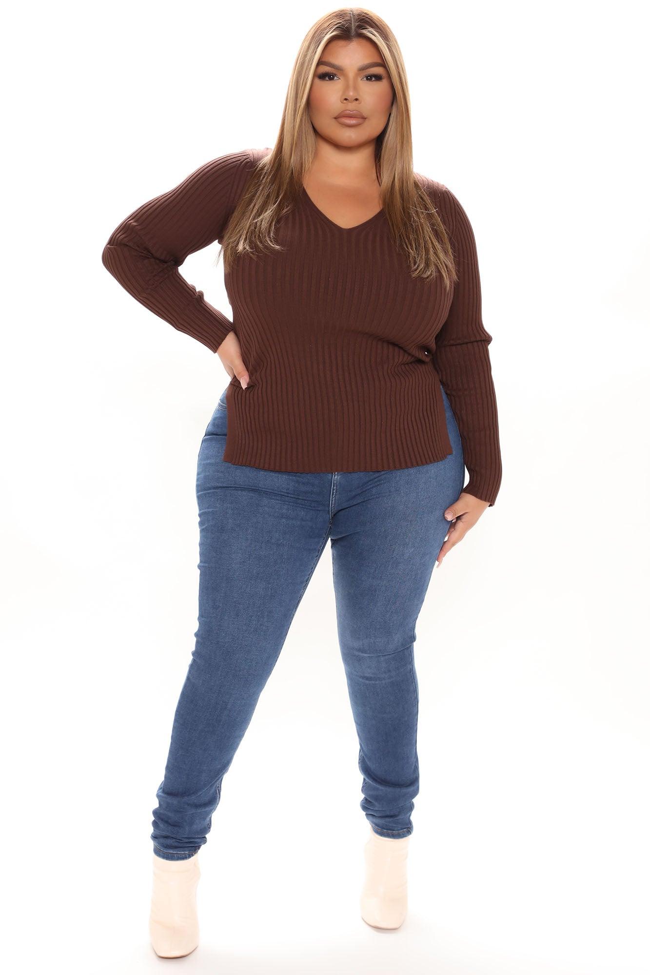 Giving Me The Feels Sweater - Chocolate Female Product Image