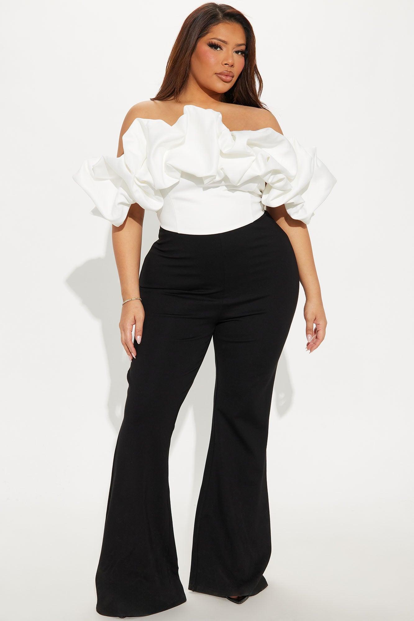 Ruffle Affair Jumpsuit - White/Black Product Image