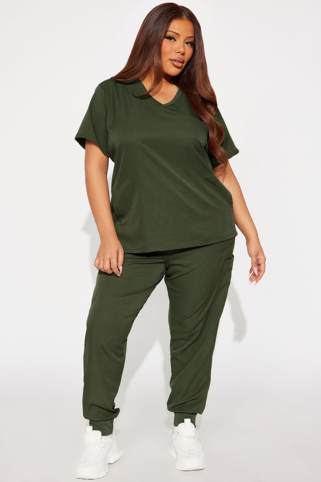 Get To Work Stretch Uniform Scrub Jogger Set - Olive Female Product Image