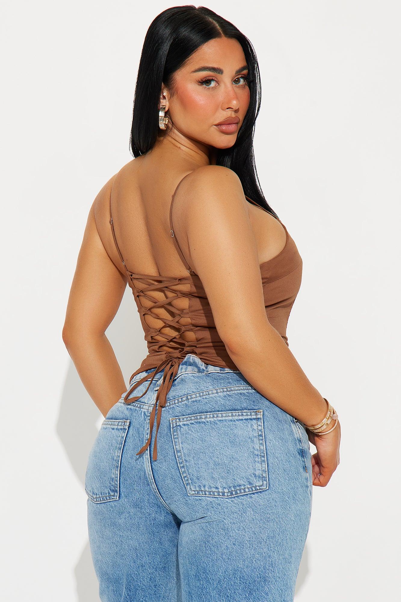Addicted To Me Corset Top - Brown Product Image