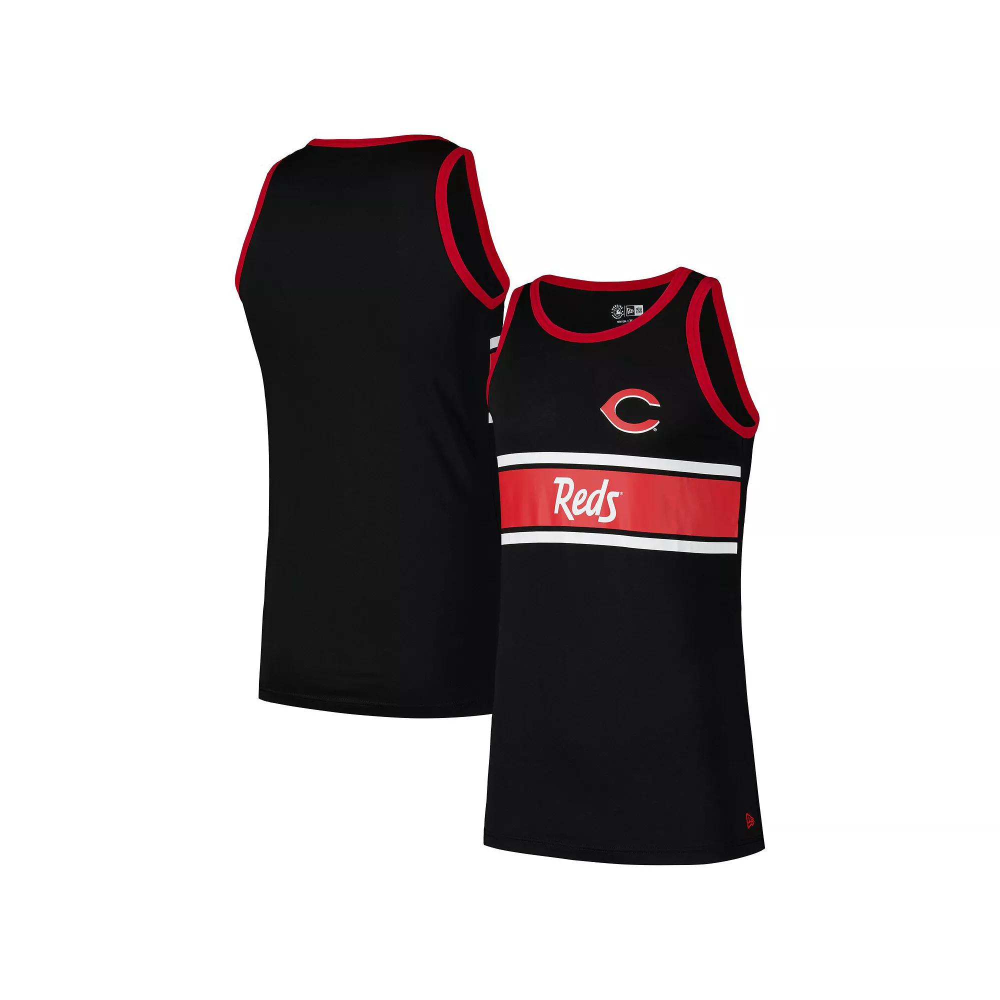 Men's New Era Black Cincinnati Reds Jersey Ringer Tank Top, Size: Large, Red Black Product Image