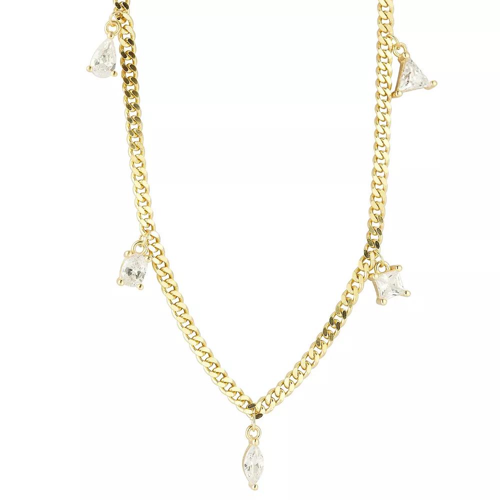 Sunkissed Sterling 14k Gold Over Silver Cubic Zirconia Multishape Choker Necklace, Women's, Size: 15", Gold Tone Product Image