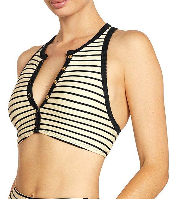 ROBIN PICCONE Parker Stripe High Waist Swim Bottom Product Image