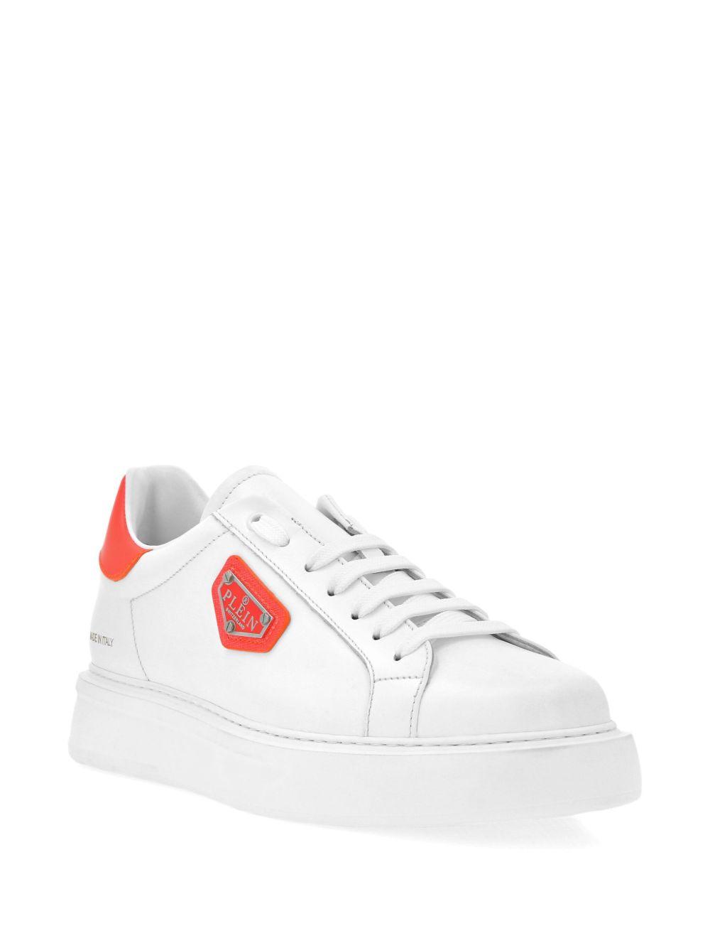 logo-plaque leather sneakers  Product Image