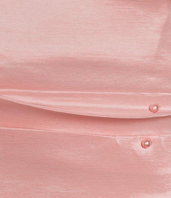 Allison & Kelly Strapless Pearl Taffeta Bow Back Mini Train Dress Product Image