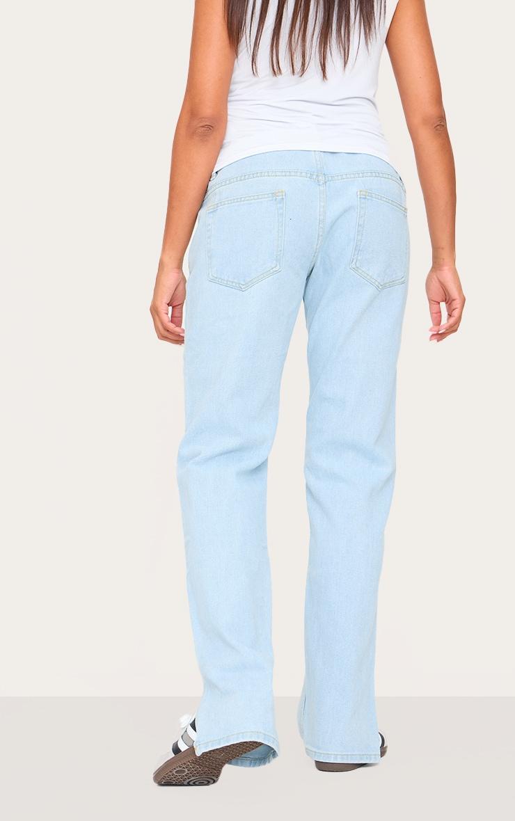 Maternity Light Blue Wash Split Hem Jeans Product Image