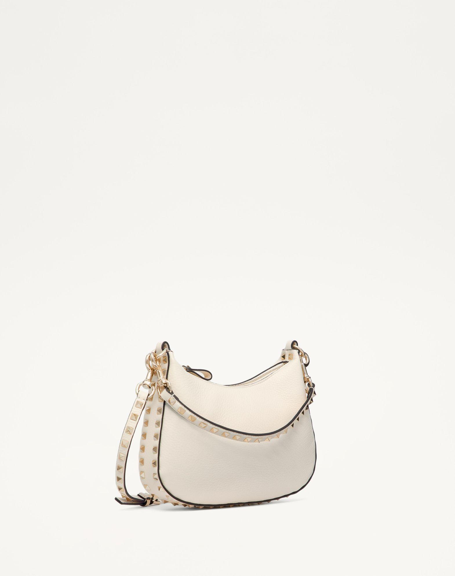 Small Rockstud Hobo Bag In Grainy Calfskin Product Image