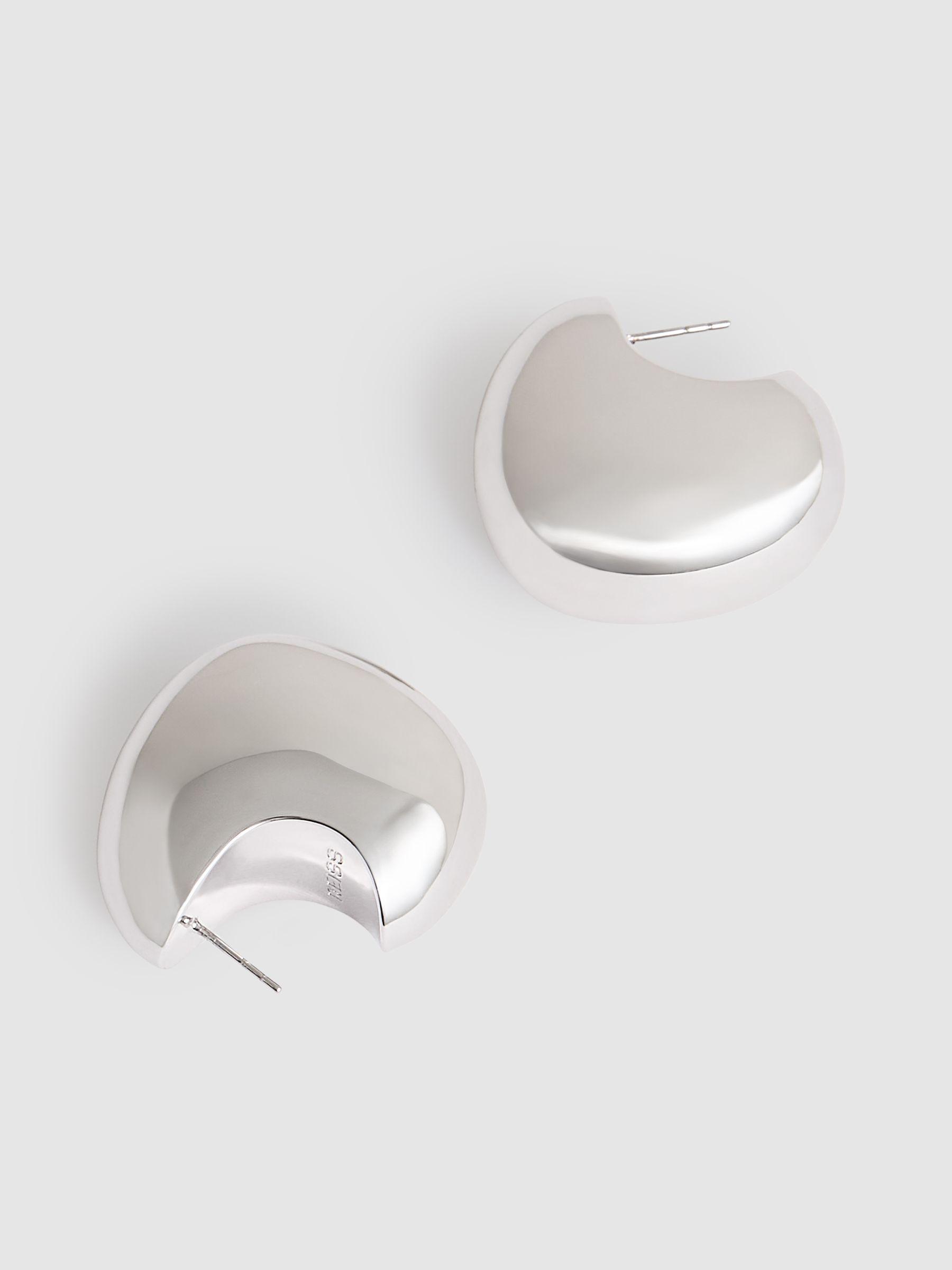 Curve Scoop Earrings in Silver Tone Product Image