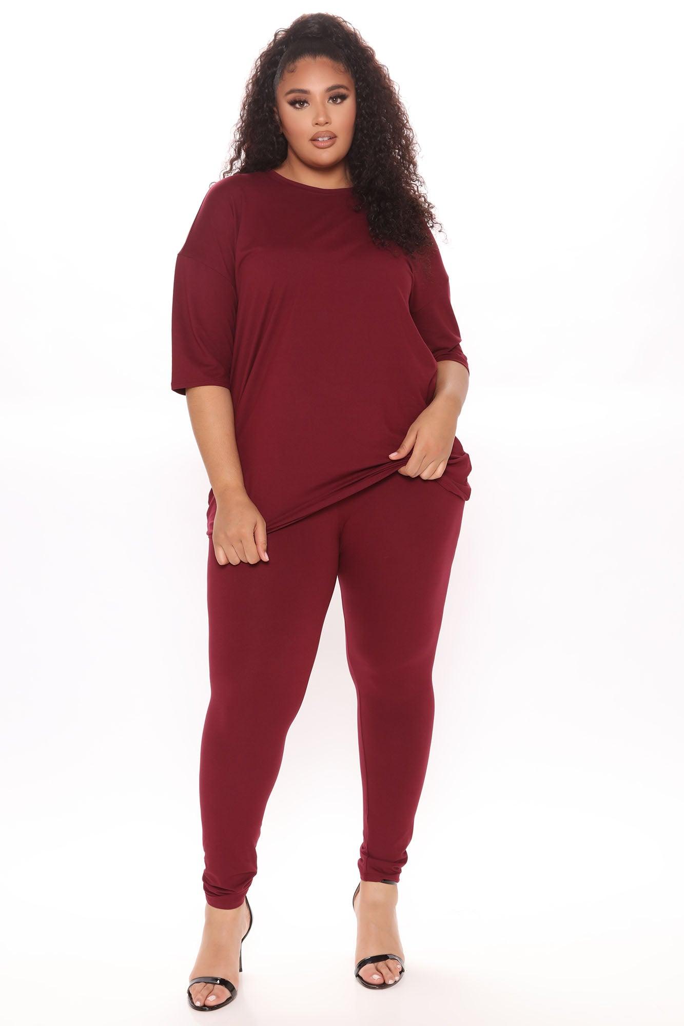 Weekend Vibes Legging Set - Wine Product Image