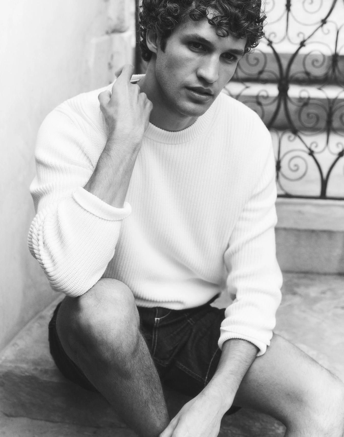 Cotton Shaker-Stitch Crewneck Sweater Product Image