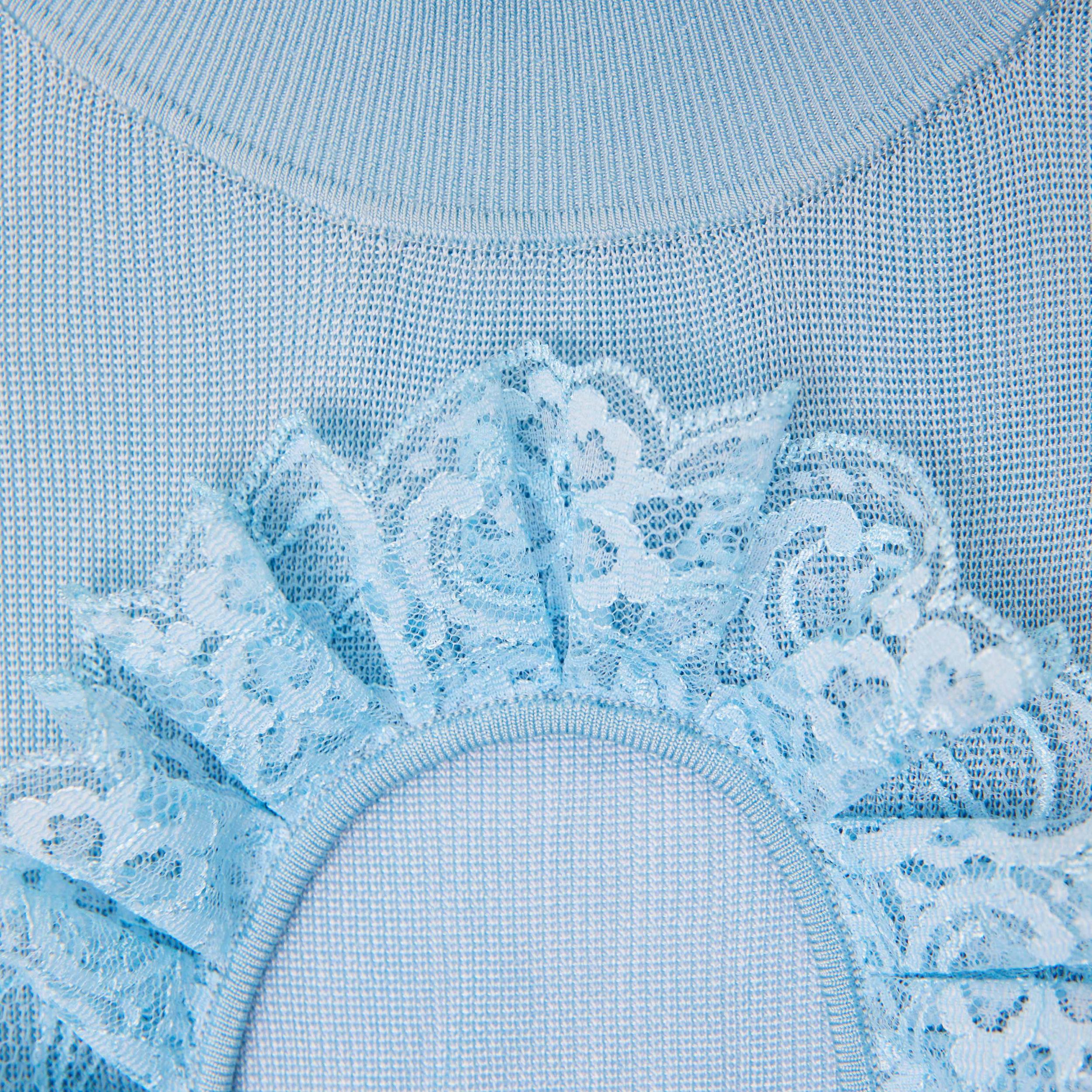 Blue Knit Cut Out Maxi Dress Product Image