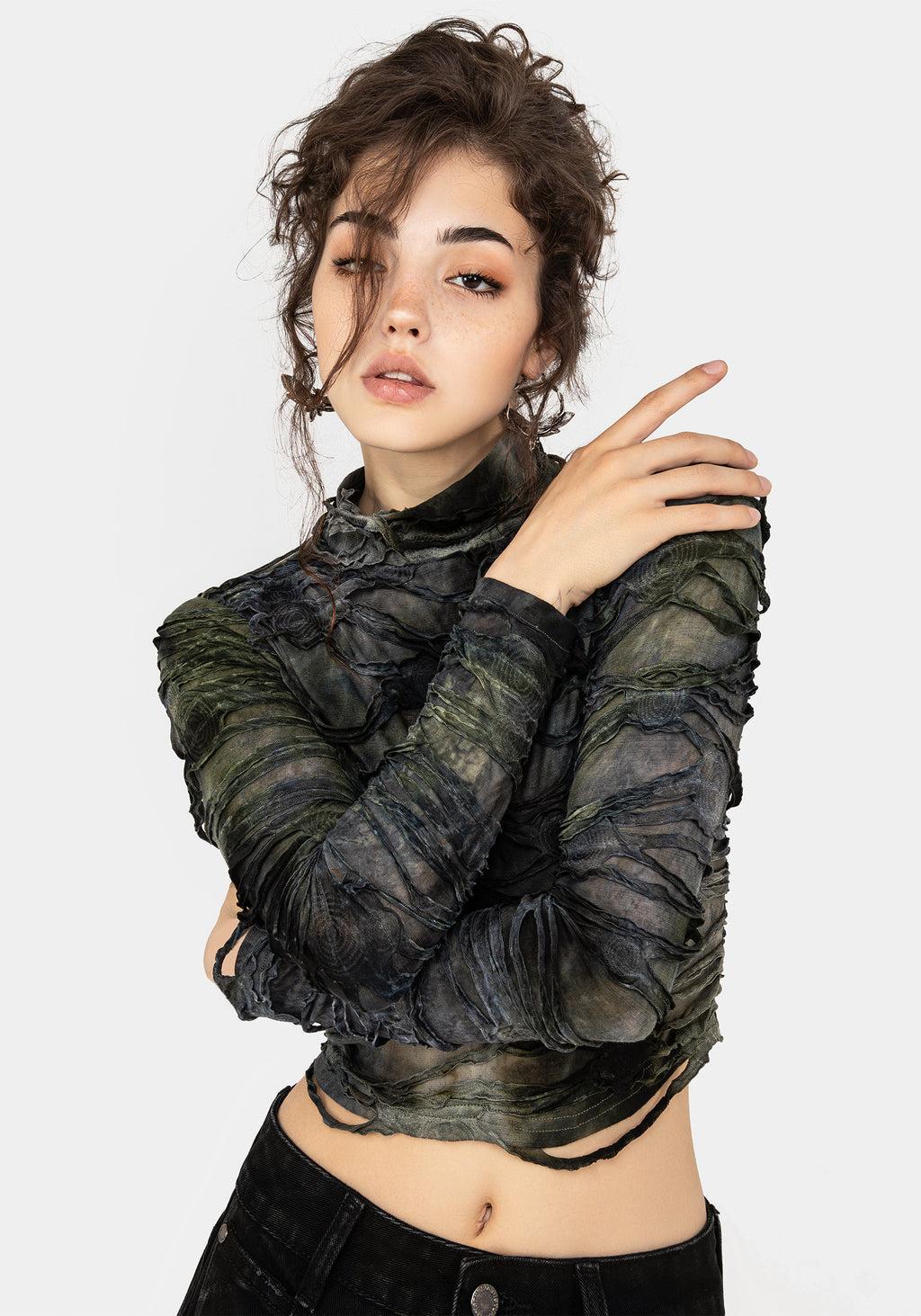 Chlorella Distressed Long Sleeve Top Product Image