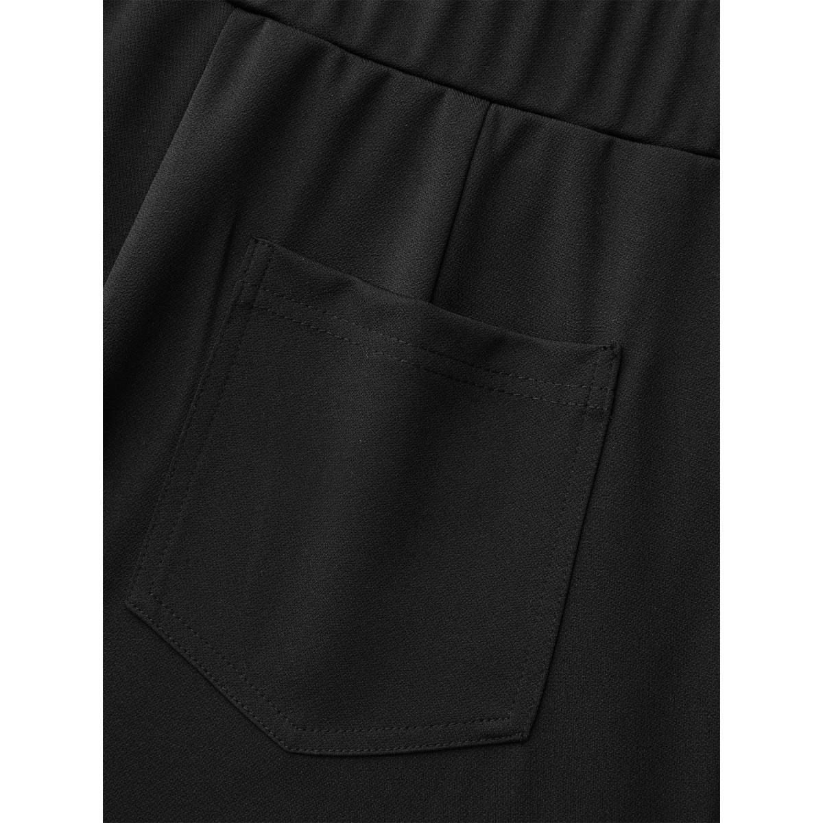 Plus Size Stretchy Waist Pockets Flared Pants Women Black Office Bootcut Mid Rise Office Pants BloomChic 14-16/1X Product Image