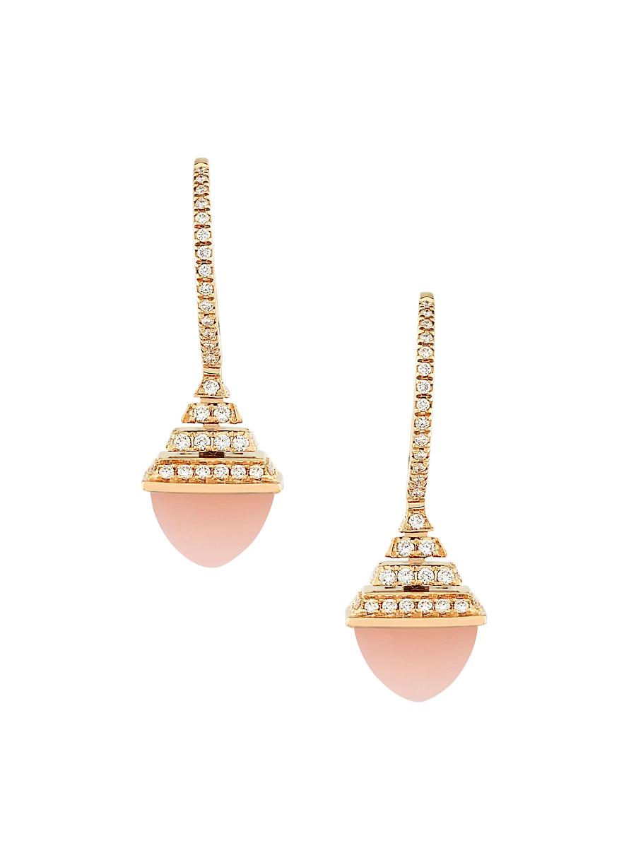 Womens Cleo 18K Rose Gold, Diamond & Pink Opal Earrings Product Image
