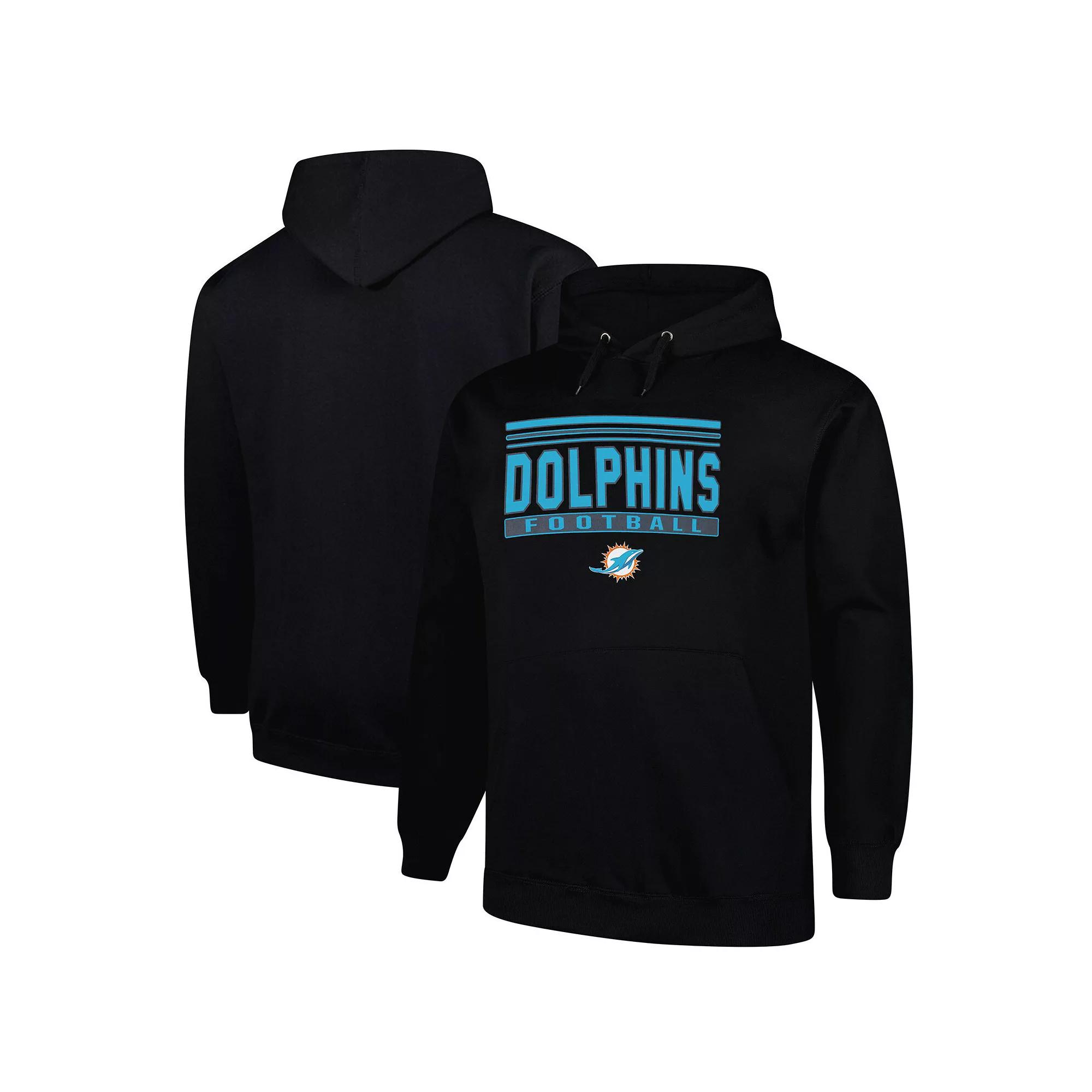 Men's Fanatics Black Miami Dolphins Big & Tall Pop Pullover Hoodie,  Product Image