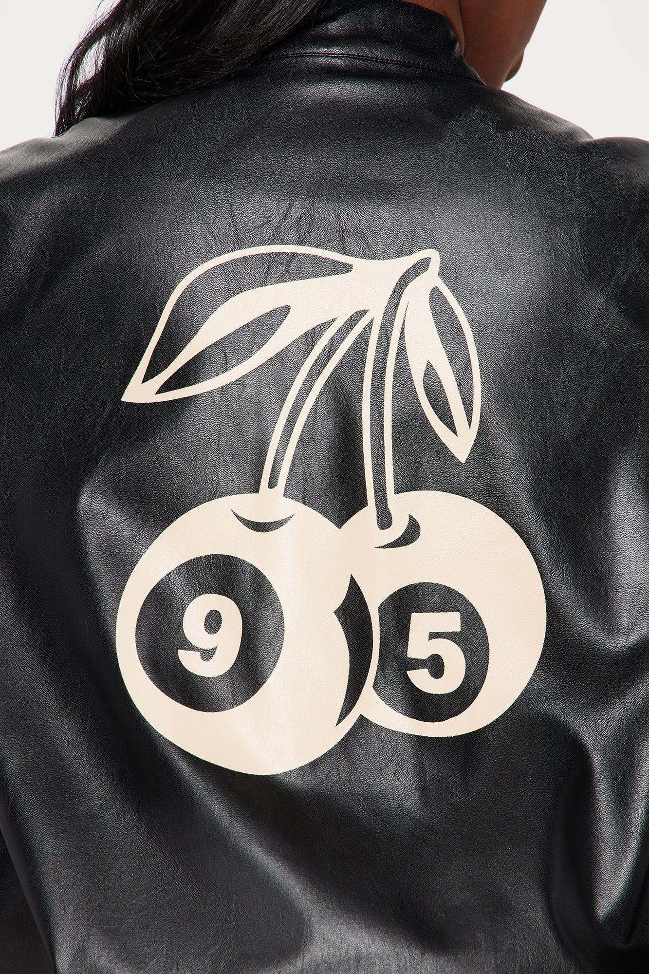 Cherry On Top Faux Leather Jacket - Black/combo Product Image