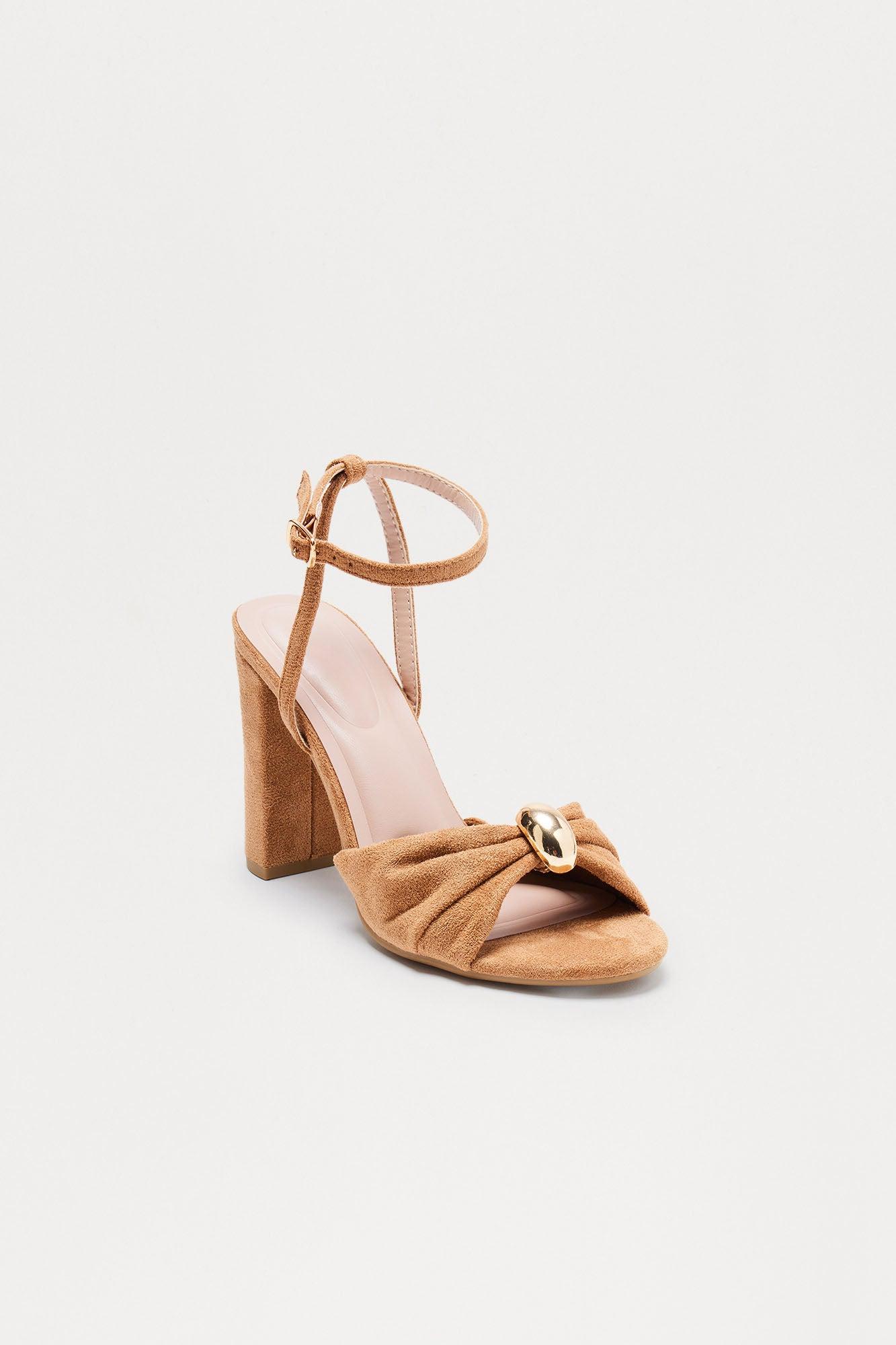 Brookie Hardware Ankle Strap Heels - Camel Female Product Image