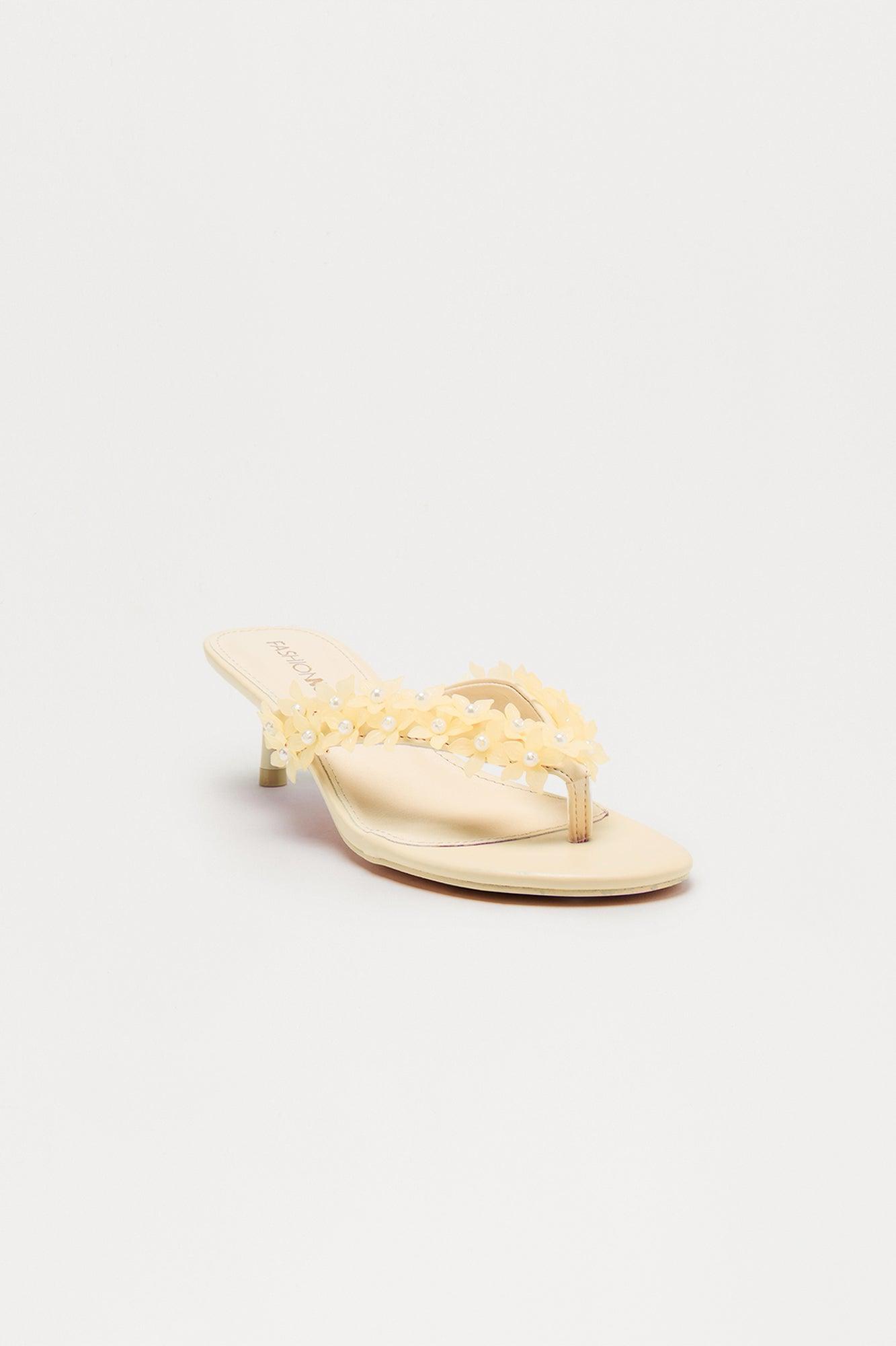 Chrishell Flower Thong Mules - Yellow Female Product Image