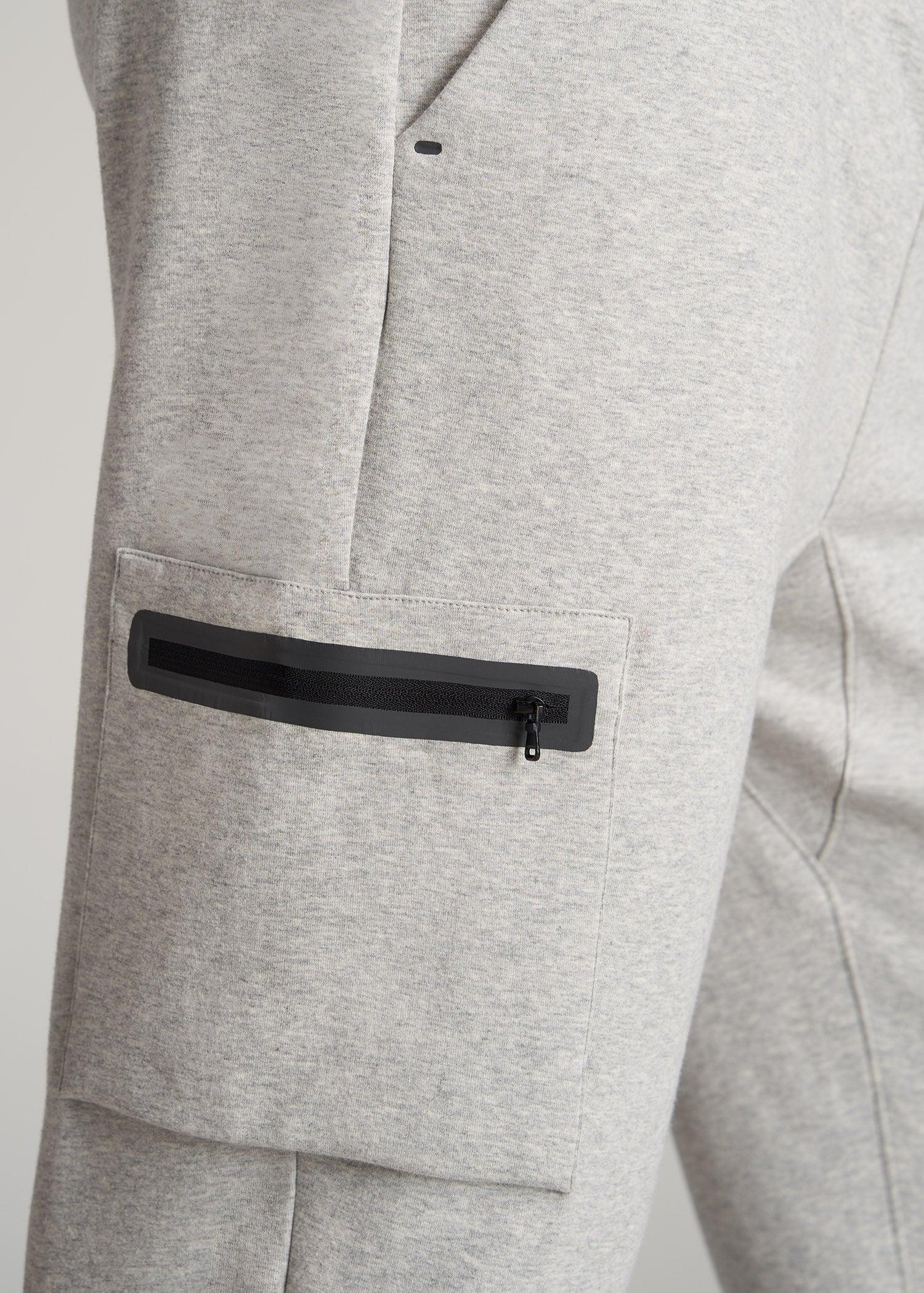 Tech Motion Fleece Cargo Joggers for Tall Men in Grey Mix Male Product Image