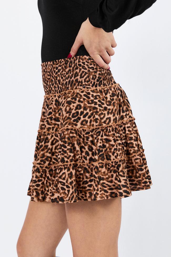 Through The Garden Brown Leopard Mini Skort FINAL SALE Product Image