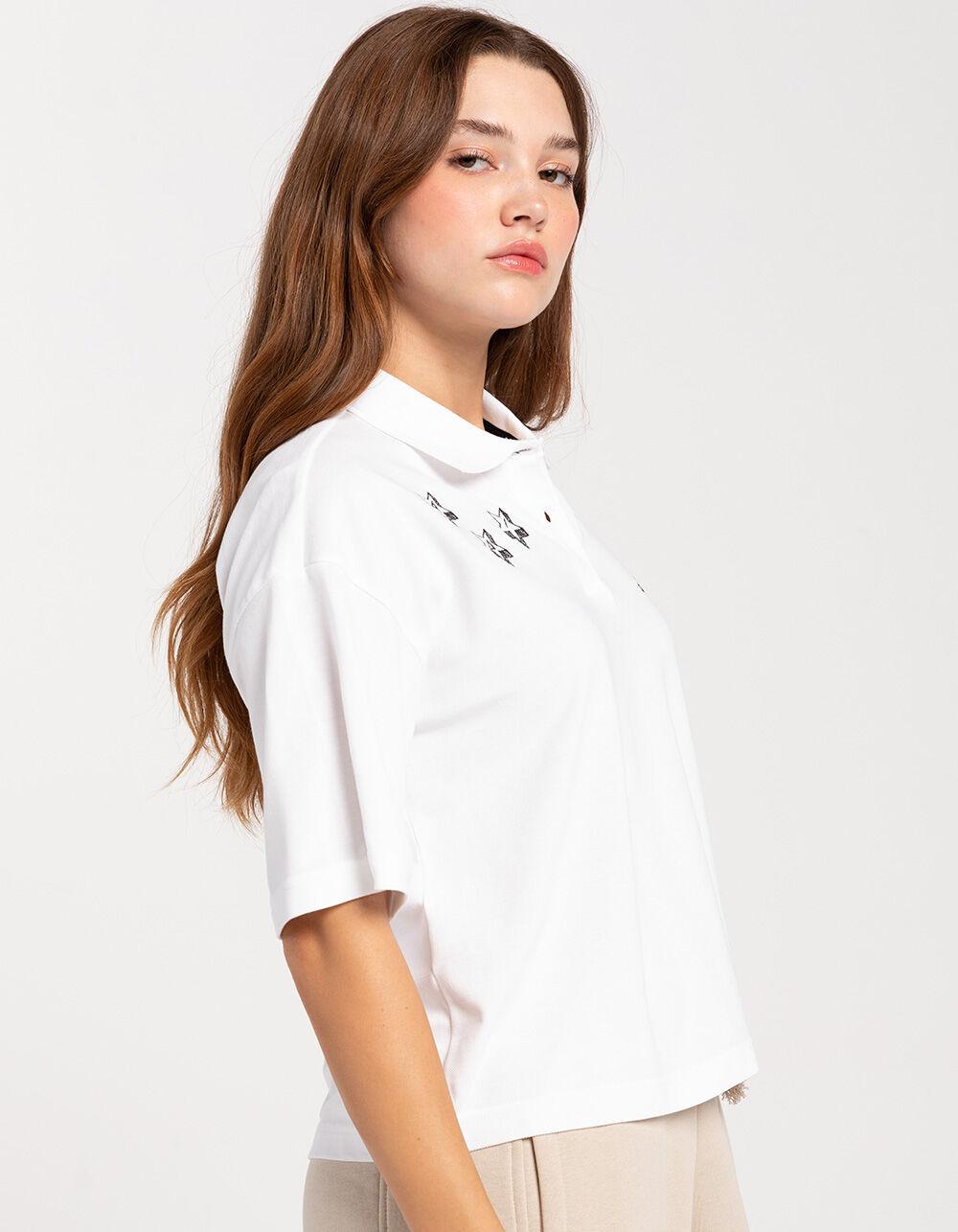ADIDAS Scribble Embroidery Womens Polo Shirt - WHITE Product Image